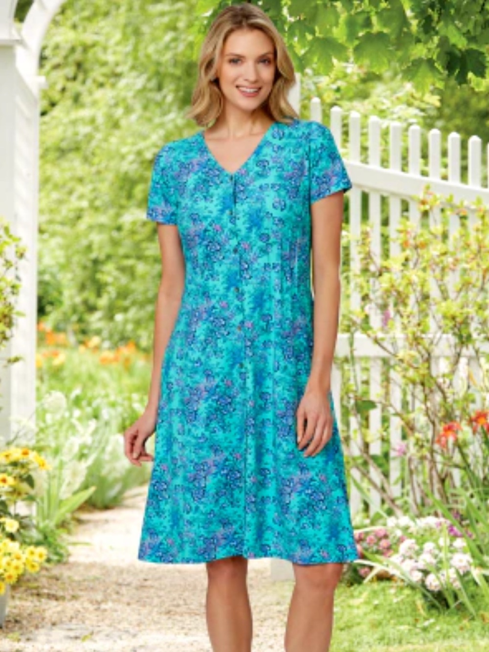 Ella Simone Turquoise Floral Button Down Dress size XL